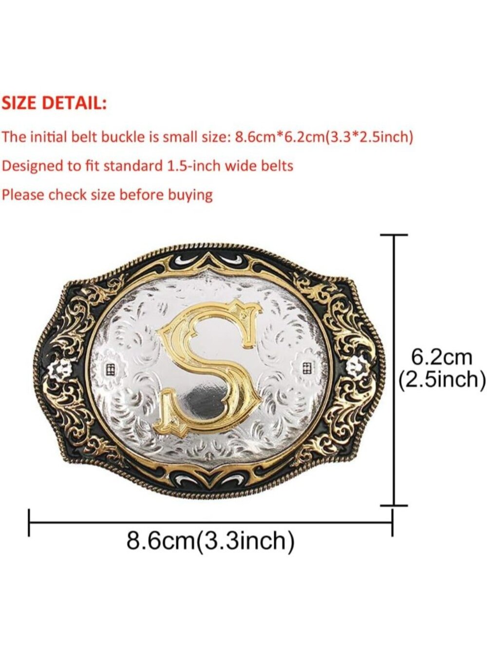 unisex S Imported Cowboy Rodeo Gold Initial Letter Belt Buckle - Picture 3 of 6